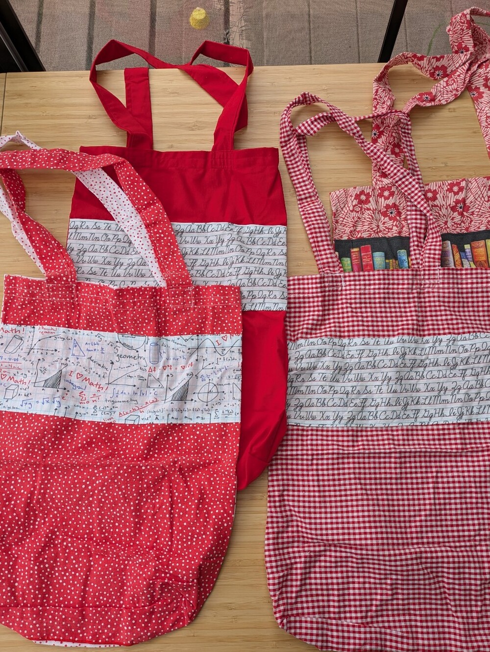 Upcycled Tote Bags - Teacher Themed